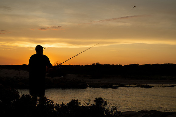 Fisherman at Sunset, Charlestown Breachway