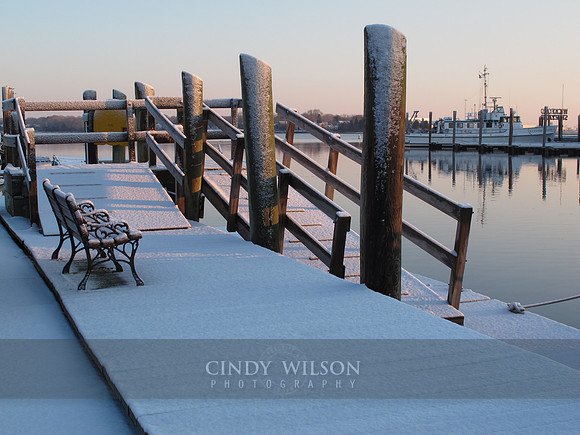 Winter's Dusting on the Town Dock, Wickford