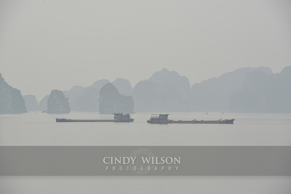 Two Cargo Ships, Halong Bay, Vietnam