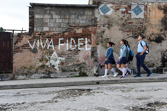 Walking by Fidel to School, Gibara, 2018