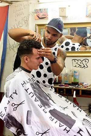 Barber in his own Shop, Havana, 2018