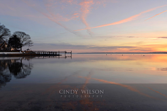 Jet trails at Sunrise, Hamilton Cove
