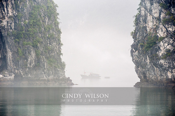 Boat between the Karsts, Halong Bay, Vietnam